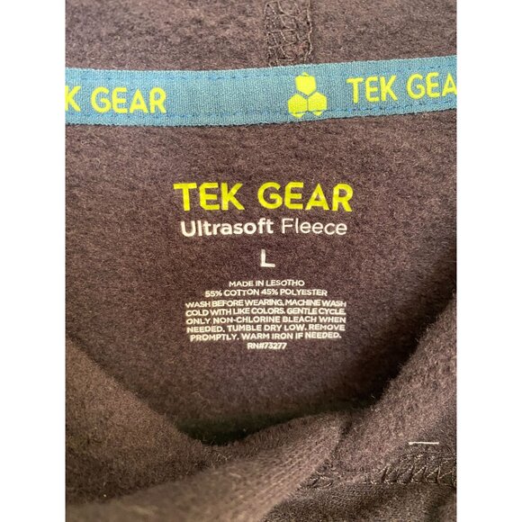 Tek Gear Ultrasoft Fleece Mens Black Pullover Hoodie L Kangaroo Pocket - Picture 4 of 5